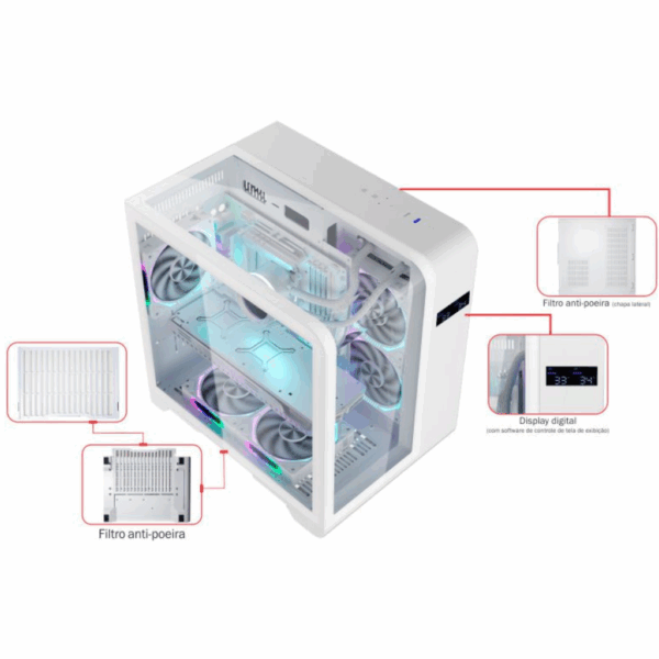 Gabinete Gamer Aquário Cg-w8ki Cyberpunk C/ Display Digital - Image 6